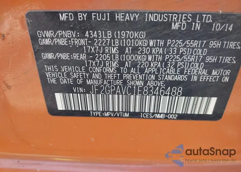 2014 Subaru Xv Crosstrek 2.0I Premium из США, поврежденный, VIN JF2GPAVC1E8346488